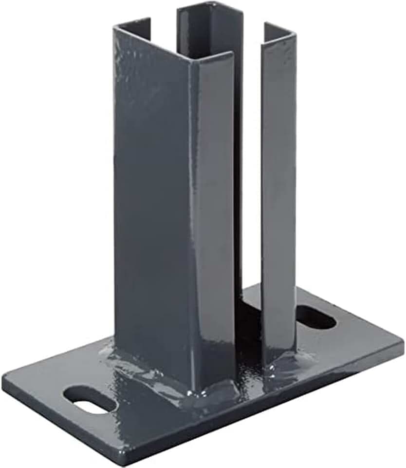Alberts 685447 Pfostenträger für Eckpfosten für Doppelstabmatten | zum Aufschrauben | feuerverzinkt, anthrazit kunststoffbeschichtet RAL 7016 | Platte 150 x 80 mm | für Pfosten 60 x 60 mm