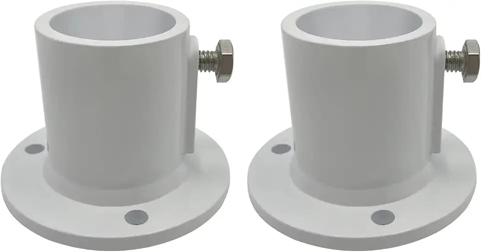 Poolzilla [2 Deck Anchor Flange in White, ID of 1 1/2", Aluminum