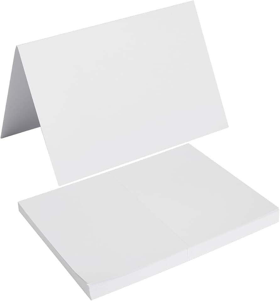 Toperd 50 Pack Blank Folded Cardstock Greeting Cards, White, 4x6
