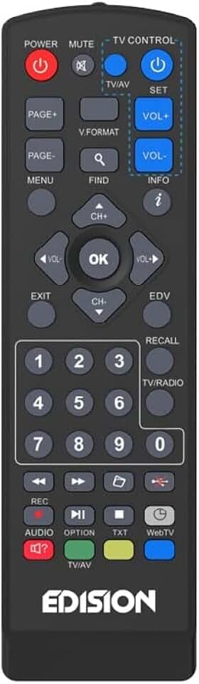EDISION UNIVERSAL FERNBEDIENUNG EDI-RCU 1 Learn, ORIGINAL, PROGRAMMIERBAR, 2in1 TV & RECEIVER, PICCO T2, PICCO T265, PICCO T265+, NANO T265+, PICCO T265 pro, PROTON S2, PICCO S2