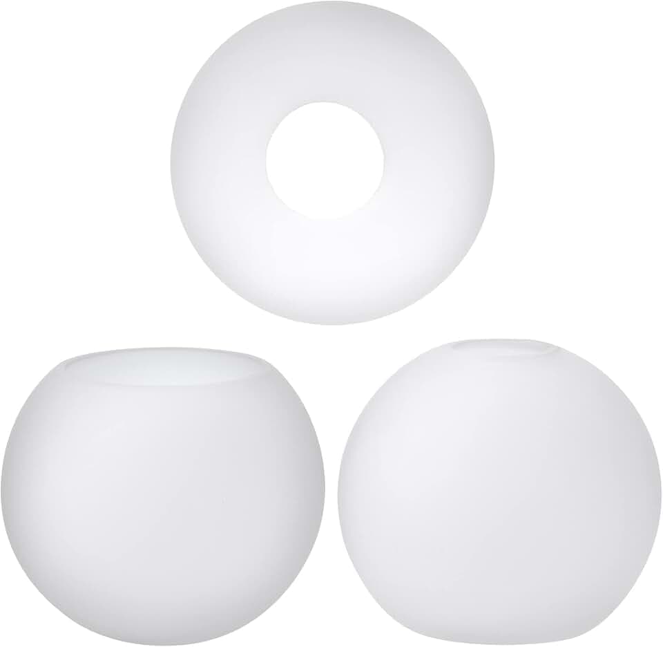3 Pack Clear Frosted Glass Globes for Light Fixtures Replacement, 5.9" Diameter, Soften Color Round Glass Globe Lampshade Cover for Pendant Light Wall Sconce Chandelier, 1-5/8 Inch Fitter