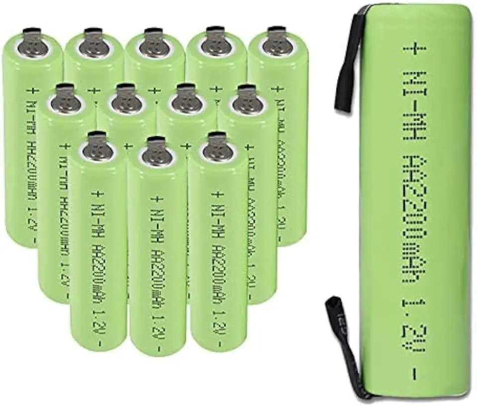 CITYORK 1,2 V NiMH 2200 mAh Flat Top wiederaufladbare AA-Batterien mit Tabs, hohe Kapazität und entworfen für Akkupacks – 12er-Pack (12 Stück)