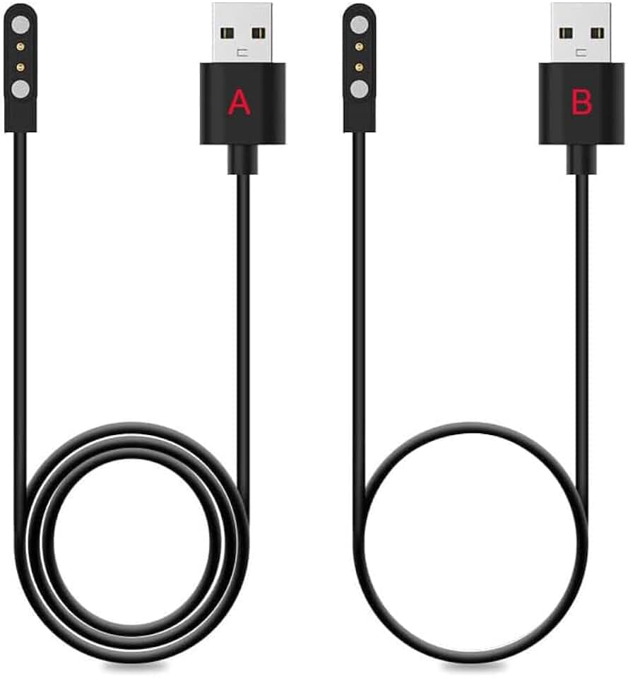 2 Pin Chargers for Da Fit Smart Watch Charger, 2-Pack [[Model A + Model B, Only One fit] 4mm Magnetic USB Charging Cable for Smart Watches with The Da Fit app (Pin spacing 4mm)