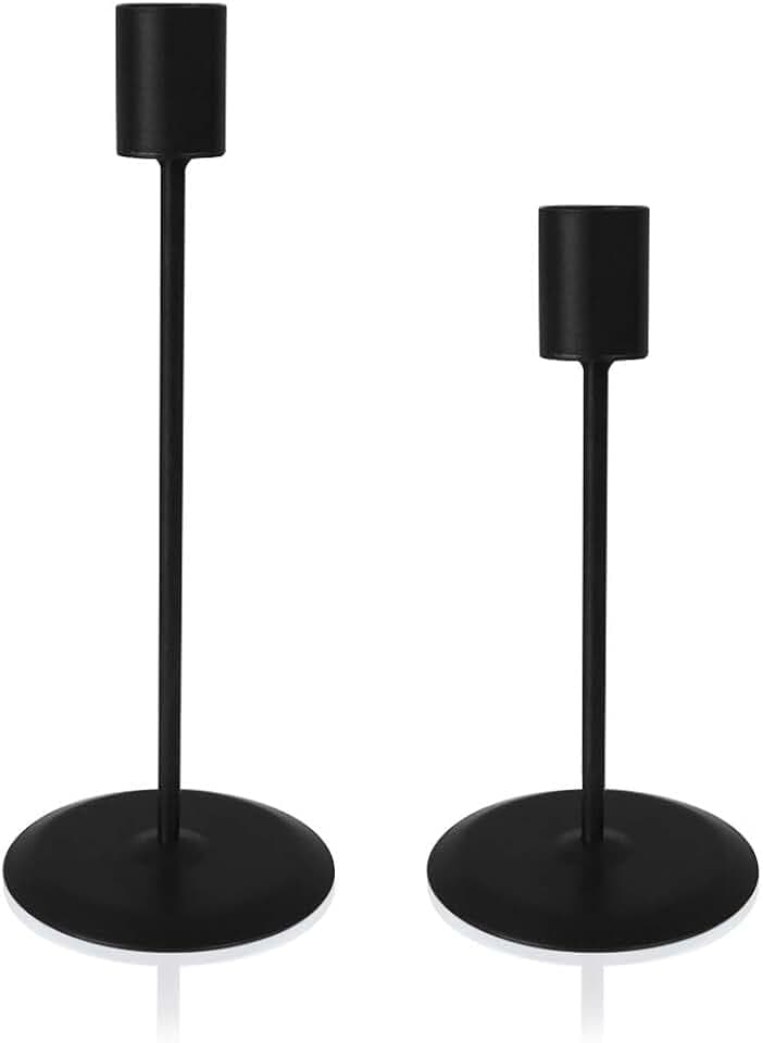 Schwarzer Kerzenhalter 2er Set, dekorative Kerzenständer, kerzenständer stabkerzen, Stumpentisch mit Metall, als Hochzeits- oder Heimdekoration für Bar oder Party