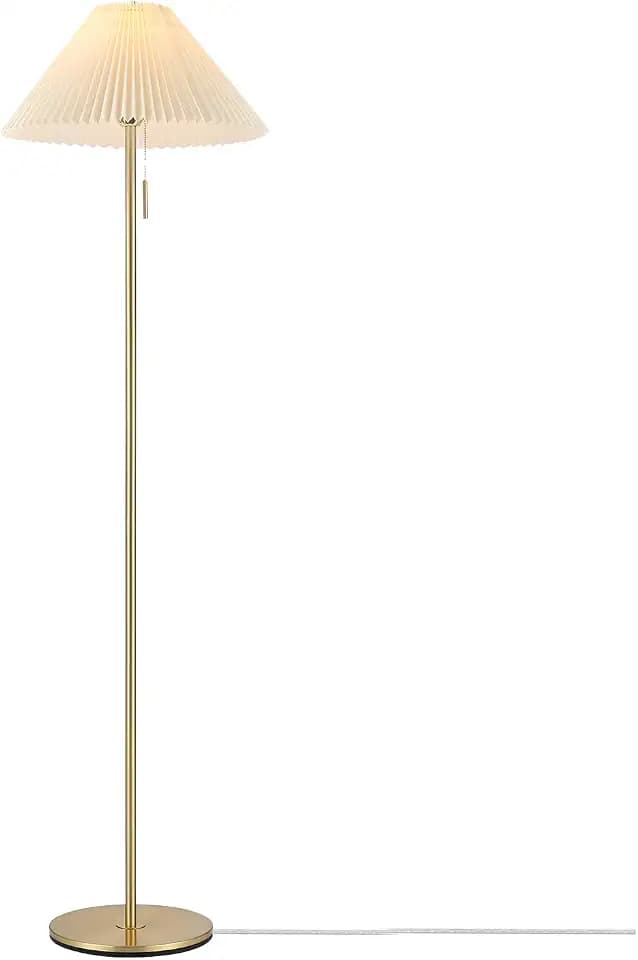 Globe Electric 62" Brass Floor Lamp with Pleated Fabric Shade