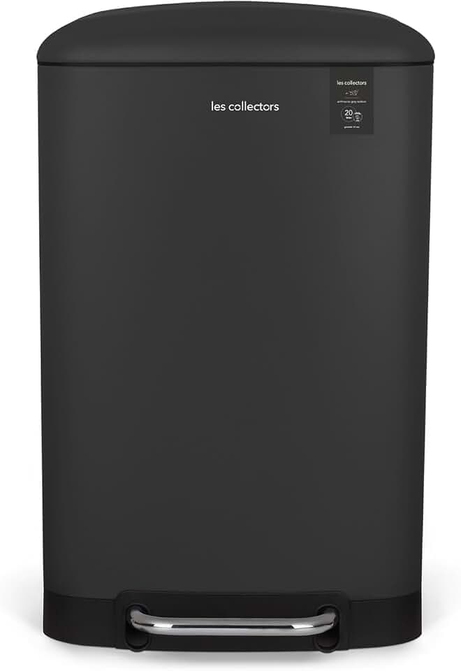 Les Collectors Treteimer für die Küche, Edelstahl, N°531, Anthrazitgrau, Fassungsvermögen 20 l, herausnehmbarer Inneneimer, mattes Finish, robust, leiser Deckelverschluss