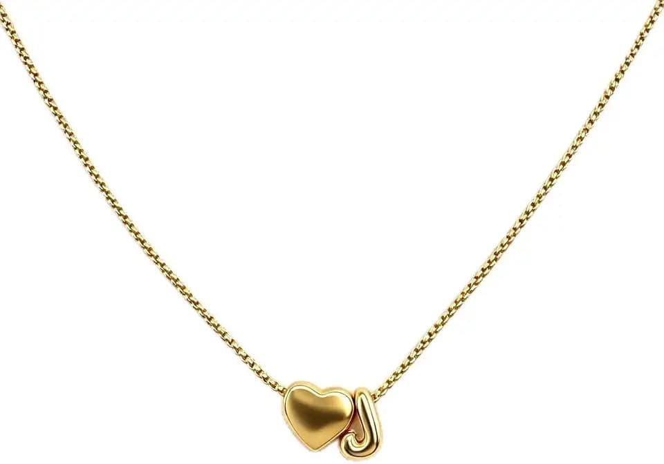 Heart Initial Necklace for Women - 14K Gold Plated Letter A-Z Pendant Necklace Dainty Heart Necklaces Tiny Initial Necklaces Birthday Gifts for Women Jewelry
