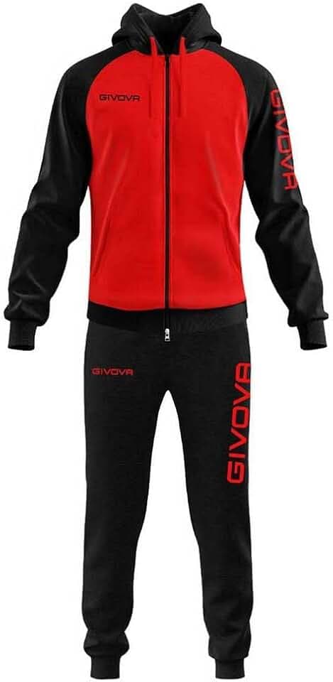 Givova TUTA SUPER KING FELPA ROSSO/NERO Tg. M