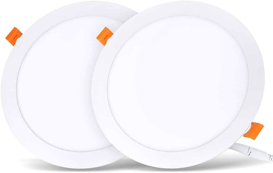 LVWIT 2x 18W Ultraslim LED Einbauleuchten, ersetzt 150W Halogen, runde Deckenleuchte mit Treiber, Neutralweiß 4000K, 1650 lm, AC 230V, Downlight/Einbaustrahler/Einbauspots (2er Pack)