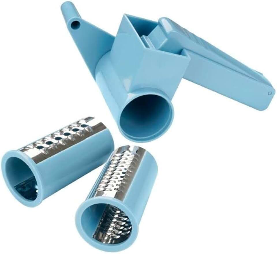 Zenker Handmühle mit 2 Einsätzen CANDY, grobe und feine Schokoladenreibe, Trommelreibe mit Kurbel, auch geeignet für Käse, Nüsse (Farbe: Gelb, Silber), Cremefarben