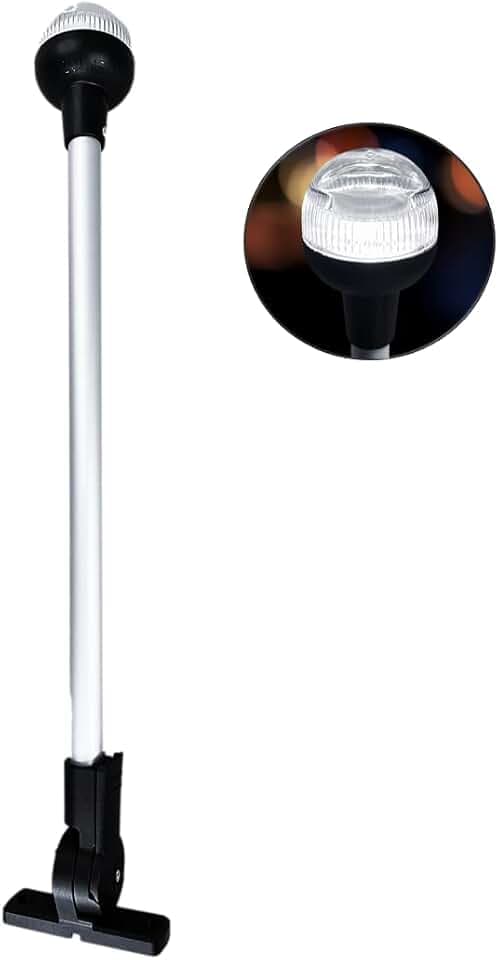 Pactrade Marine Aluminium LED RV Adjustable All Round 360 Degree with Stern Pole Navigation Anchor Light Pontoon Fishing Boat Kayak (20" Horizontal)