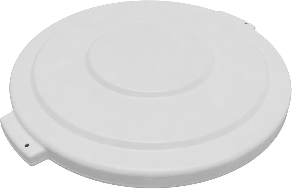 SPARTA Bronco Lid for 32 Gal. Trash Can, Durable, Food-Safe, NSF and HACCP-Compliant, Lid for Commercial Use (Container Sold Separately – Fits Bronco Only), Polyethylene, 32 Gallon, White (Pack of 4)