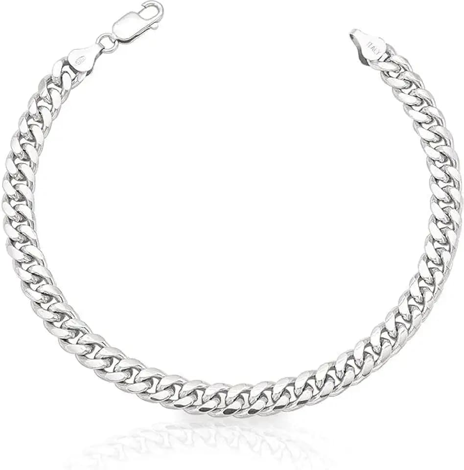 925 Sterling Silver Cuban Link Chain Bracelet 3mm 5mm 8mm Silver Bracelet