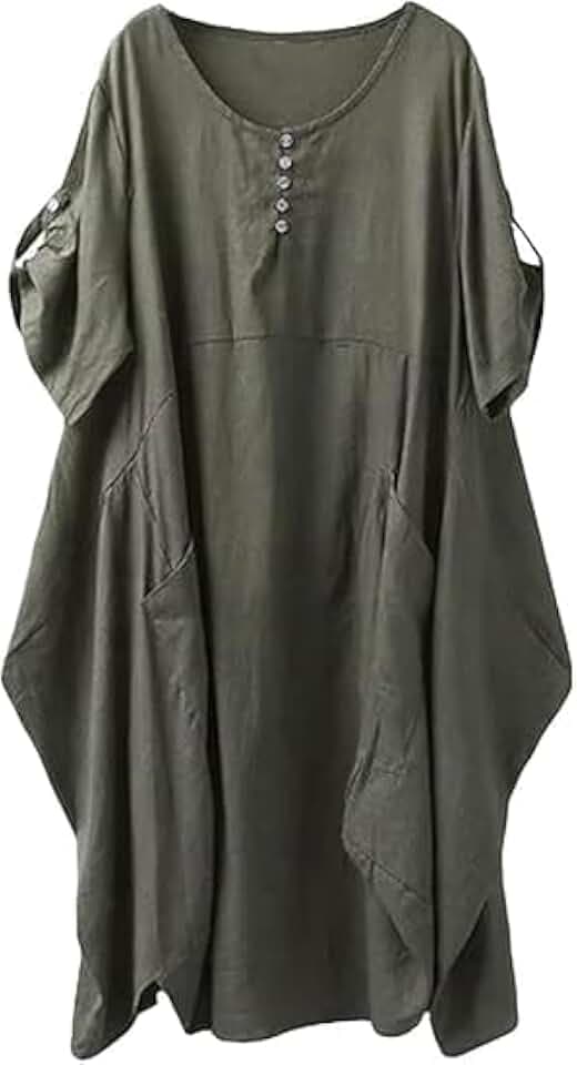 Minibee Women's Ruffle Oversize Casual Midi Dresses with Pockets