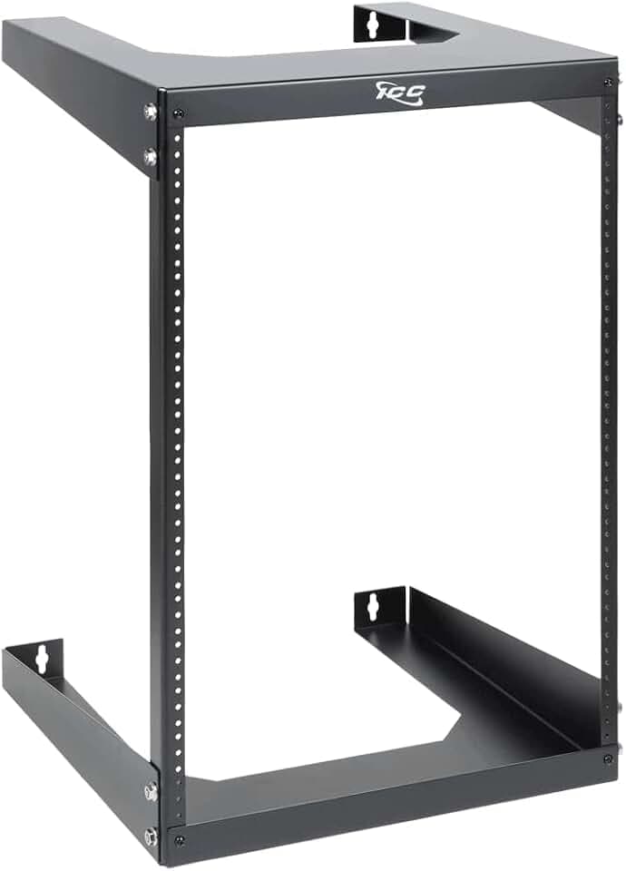 ICC 15U Wall Mount Server Rack, 19-Inch Open Frame, 18" Deep, Black