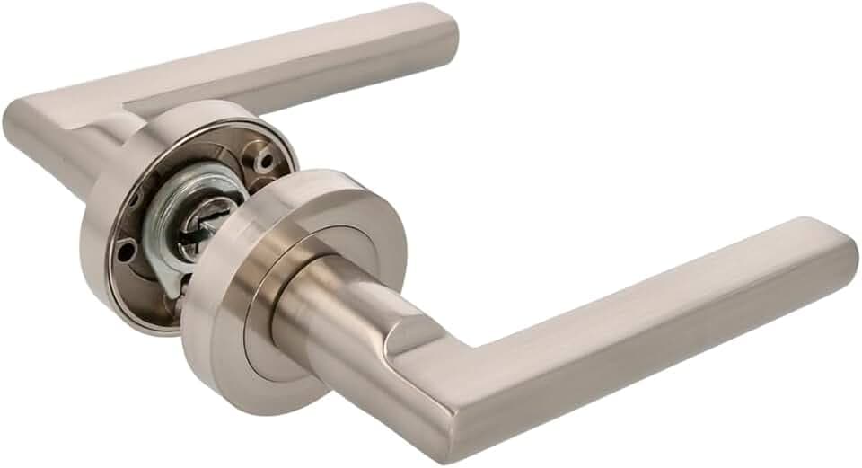 Amig - Türdrücker auf Rosette Mod. MAI RX - Für Innentüren - Vierkant 8 mm - Rosette Ø52 mm aus Zamak - Aluminium - Oberfläche gebürstetes Nickel