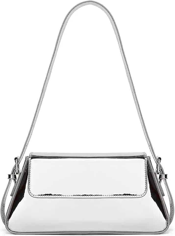 Women's Y2k Silver Metallic Hobo Purse - Sparkly Evening Shoulder Bag for Party, Wedding, Going Out Handbag