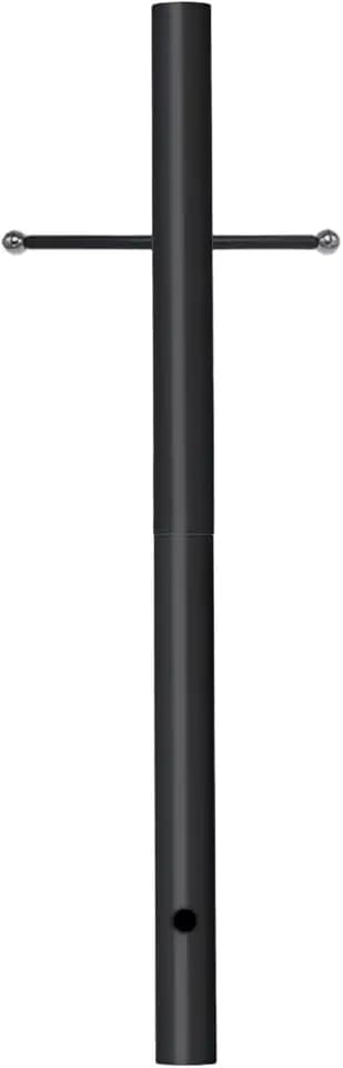 80 in. x 3 in. Black Direct Burial Outdoor Lamp Post - Cast Iron Cross Arm, Weather Resistant for Driveway/Front Yard/Pathways