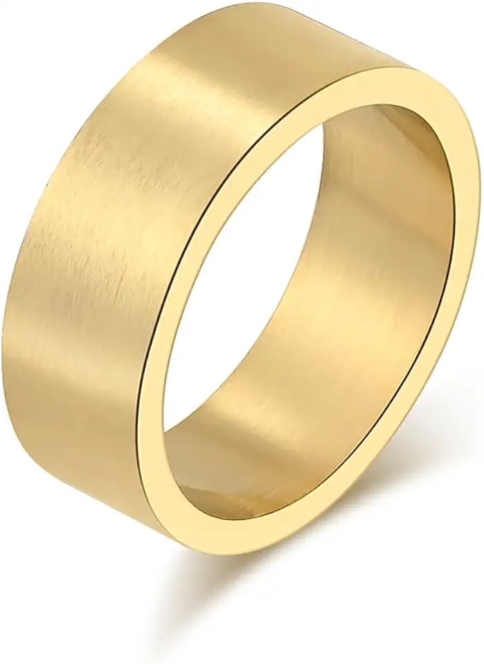 Mens Womens Stainless Steel 19mm/10mm Wide Ring Big Cool Plain Band Matte Finish Flat Top Silver, Gold, Black