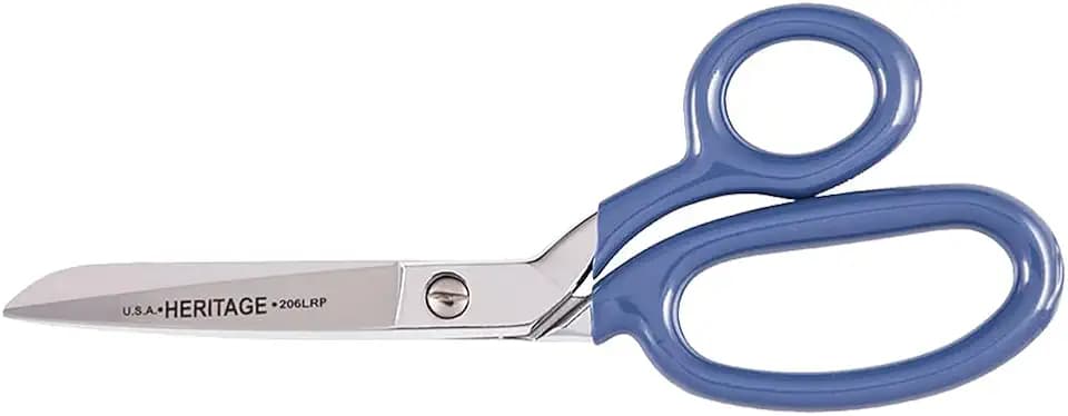 Klein Tools 206LR-P Scissors, Made in USA, Bent Trimmer with Large Ring for Extra Leverage, Blue Coating, 6-Inch