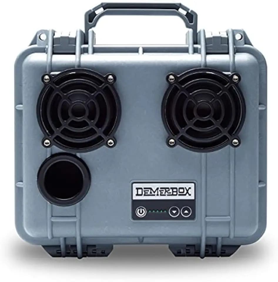 DemerBox: Waterproof, Portable, and Rugged Outdoor Bluetooth Speakers. Loud Sound, Deep Bass, 40+ hr Battery Life, Dry Box + USB Charging, Multi-Pairing Party Mode. Built to Last (Jetport Silver, DB2)