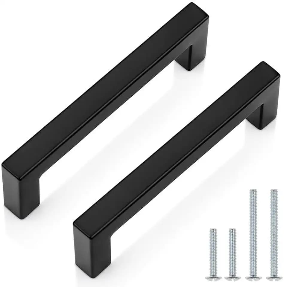 Probrico 50 Pack 4 Inch (102mm) Hole Center Cabinet Handles Stainless Steel Kitchen Drawer Pulls Square Bar Cabinet Hardware for Kitchen Bathroom Cupboard