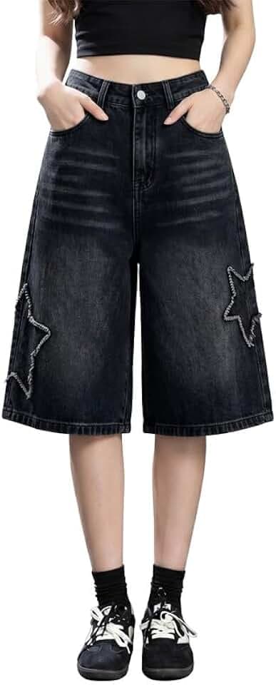 Womens Jorts Baggy Jean Shorts Wide Leg Denim Shorts