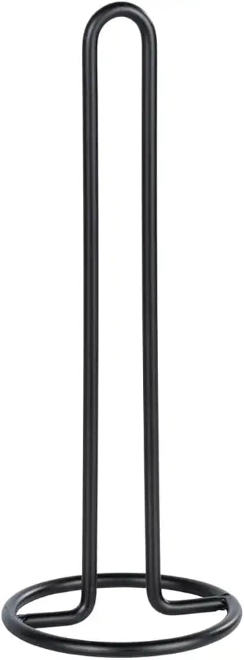WENKO Küchenrollenhalter - Rollenhalter für Küchentücher, stehend, Metall, 12.5 x 32.5 x 12.5 cm, Schwarz