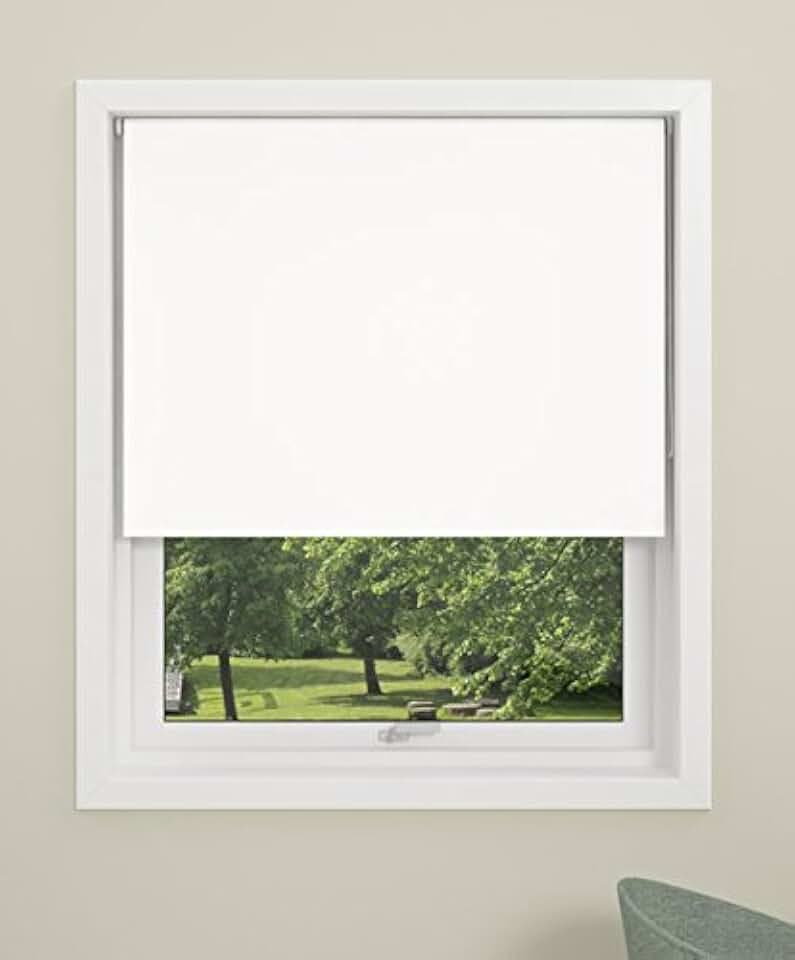 DEBEL 100 x 150 cm Mini-Rollo, 100 Prozent Polyester, einfarbig, verdunkelt komplett, weiß, 110 x 175 cm