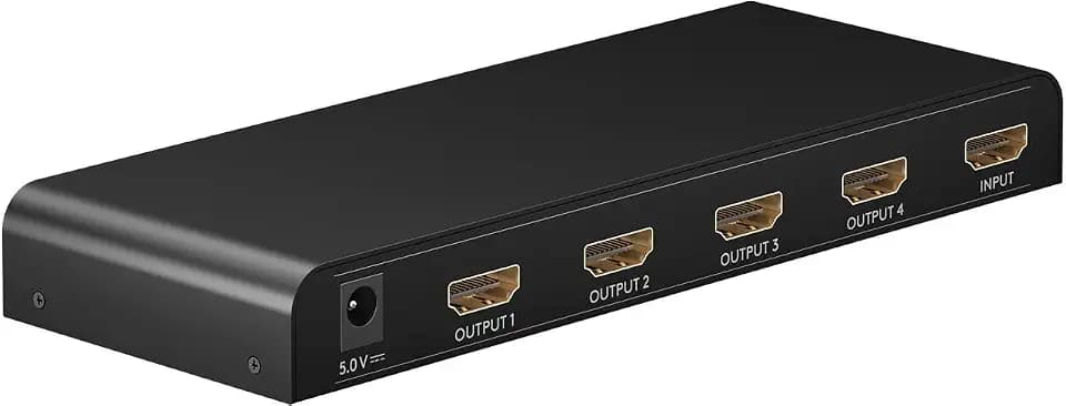 goobay 58482 HDMI Splitter 1 in 4 Out / 4K bei 30Hz (2160p) HDMI Verteiler/HDMI 1.4 Switch für Vier Monitore mit 60Hz bei 1080p, Schwarz