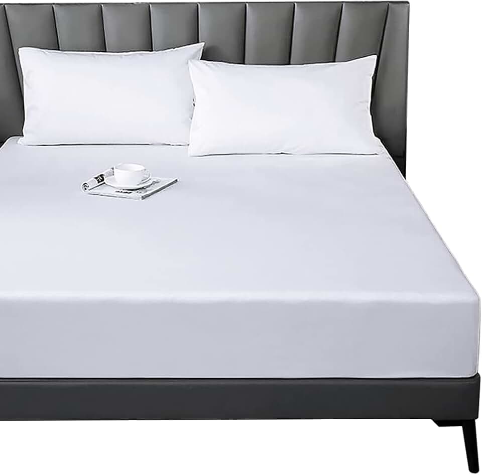 Lirex Fitted Twin Sheet Cotton, 300 Thread Count Soft Breathable, 10" Deep Pocket Sheet for Hotel Home,White