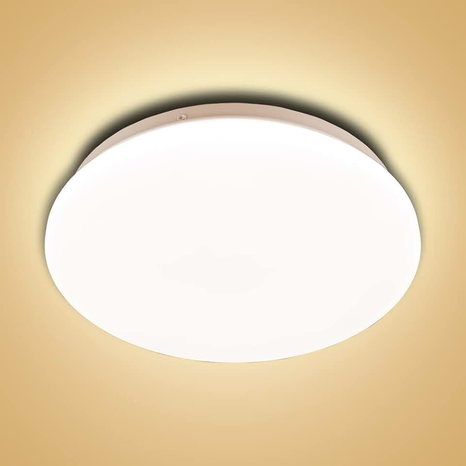FTL LED Deckenleuchte Rund Warmweiss 3000K Badezimmer Deckenlampe 15W CRI>80+ 1500LM IP44 Wasserfest für Küche Badezimmer Schlafzimmer Wohnzimmer Flur Keller Balkon Ø26cm