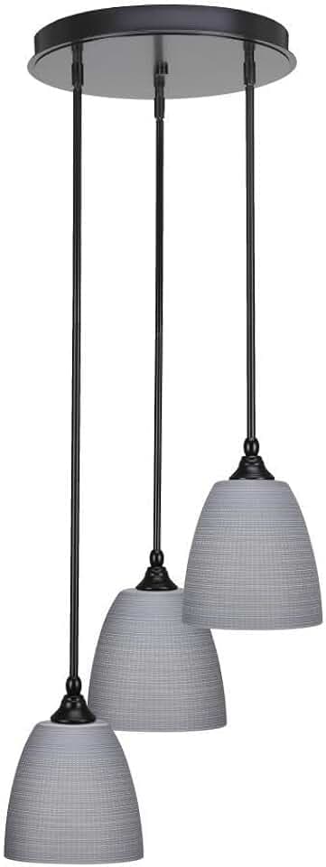 Toltec Lighting 2143-MB-4072 Empire - 3 Light Light Cluster Pendalier-13.5 Inches Tall and 16 Inches Wide, Finish Color: Matte Black, Glass Color: Gray Matrix