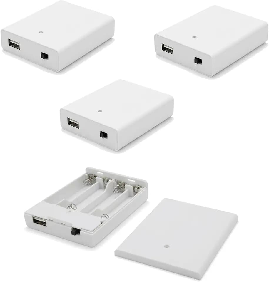 4 Pack 4 AA USB Battery Pack for LED Lights, USB to Battery Power Supply