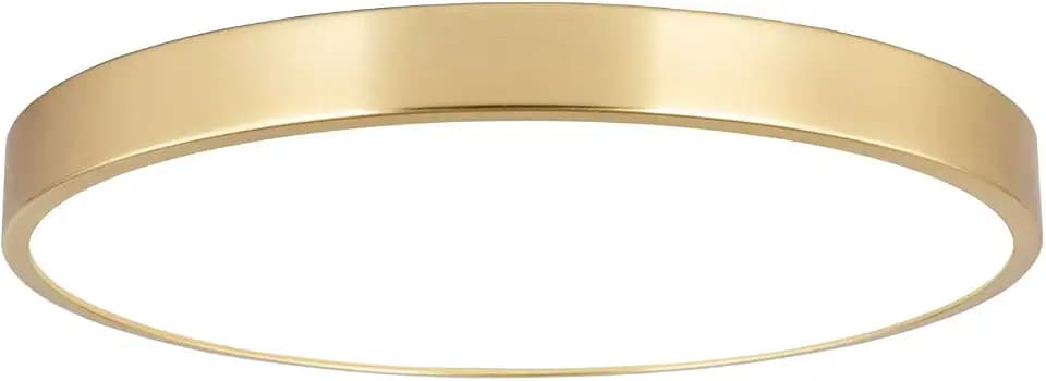 SOTTAE 12 Inch Brushed Gold Metal Flush Mount LED Ceiling Light, 3000-5000K 20W Thin Round Modern Low Profile Ceiling Light Fixtures for Bedroom, Living Room, Kitchen, Entryway, Bathroom