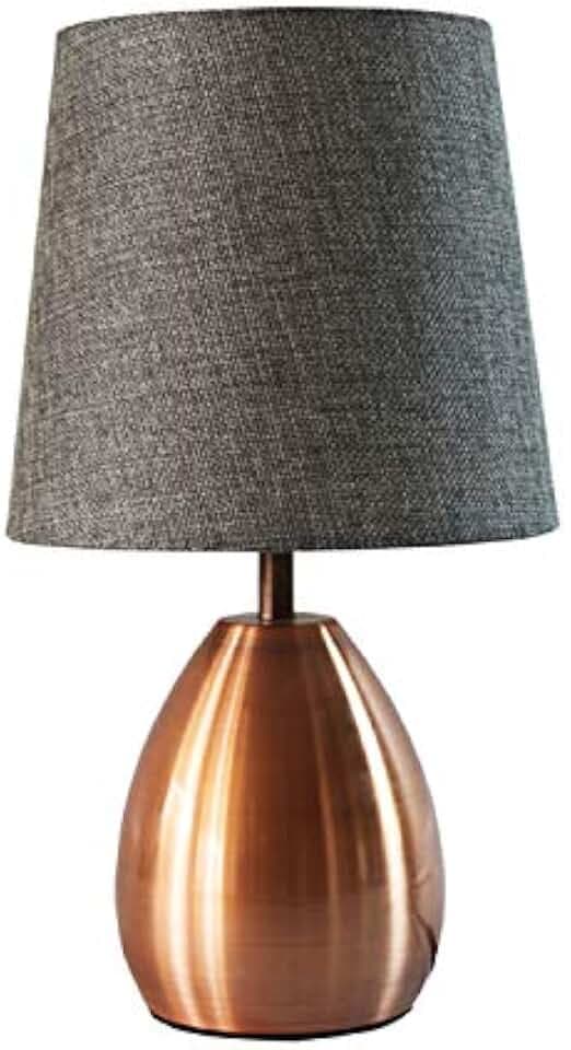 MONKEY SUN Small Bedside Lamps, Table lamp for Bedroom Nightstand, Living Room, Night Lights with Gray Fabric Shade,13" Tall, Bronze Metal Base (Grey)
