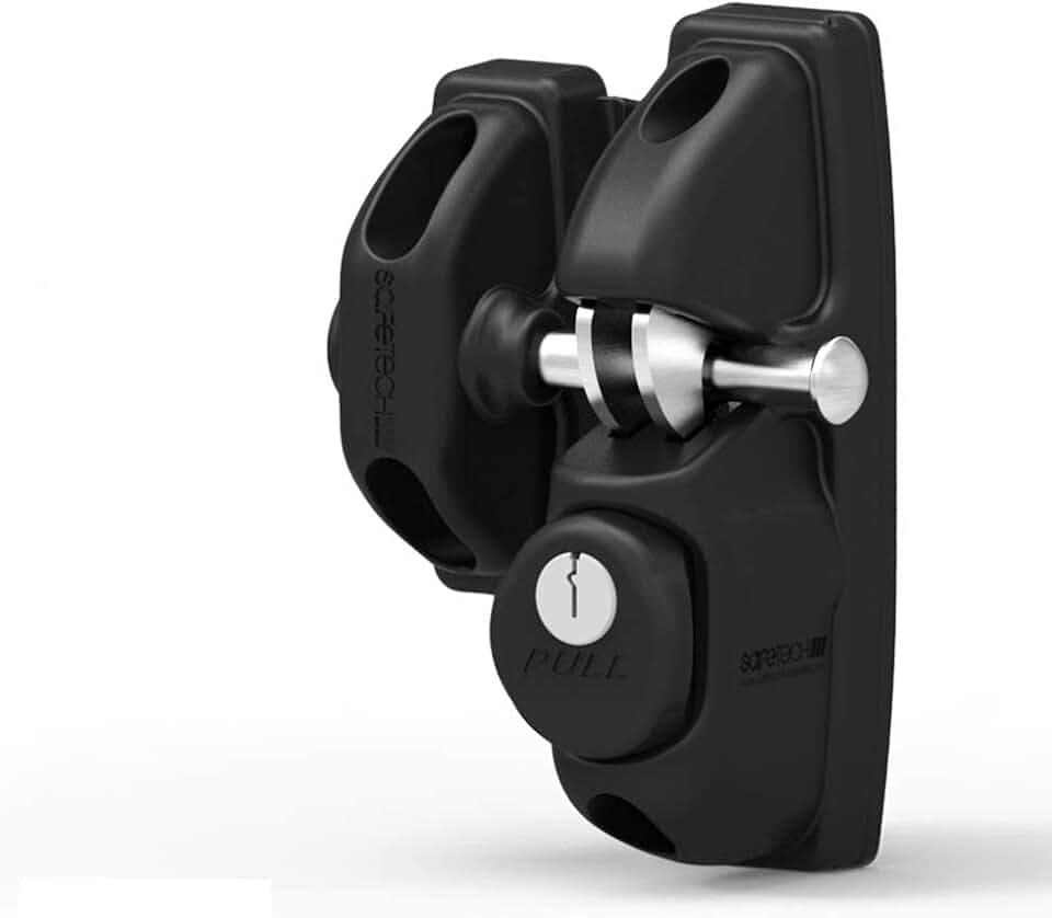 Safetech Hardware Single-Sided Lockable Fence Gate Latch with 2 Independent Latching Hooks for Metal, Wood & Vinyl Fences, Black (VIPERX1B)