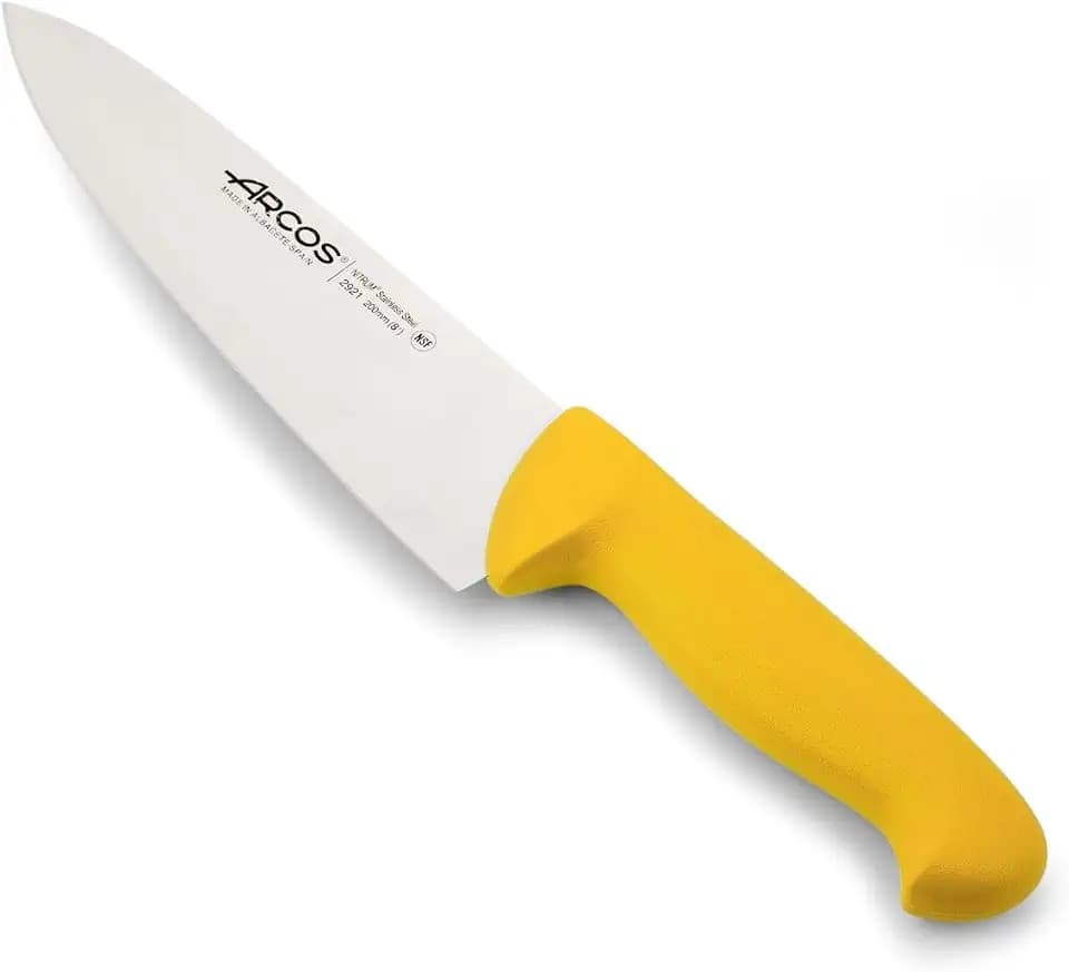 Arcos Chefmesser mit Nitrum Edelstahlklinge 20 cm - Professionelles Mehrzweck-Küchenmesser mit Ergonomischem Griff aus Polypropylen - Gelb, Serie 2900