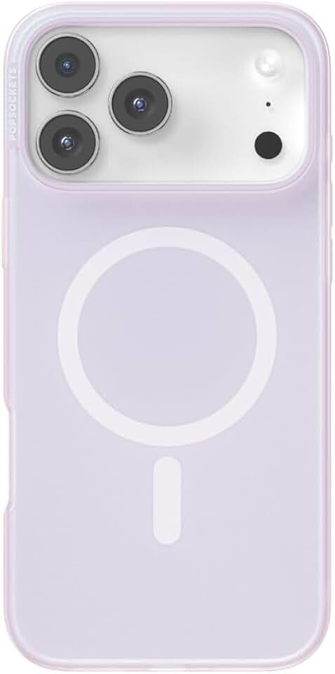 PopSockets iPhone 17 Pro Max Handyhülle kompatibel mit MagSafe, für iPhone 17 Pro Max, kabelloses Laden, nur Hülle, opaleszierendes Weiß