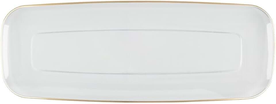 Organic Tray Rectangle Clear/Gold Rim - 17.5"- Clear/Gold, Plastic, Case Pack of 48 - For Catering, Buffets, and Parties