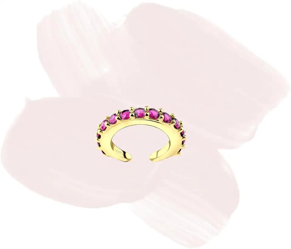 Laimons-Ohrringe Single Earcuff Klemme 15mm mit Zirkonia aus Sterling Silber 925