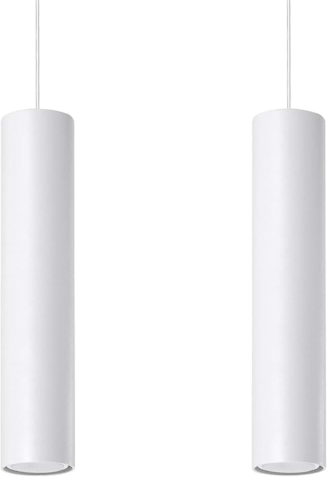MiaLux Issa Pendellampe Pendelleuchte Innen Weiß Rund 2 x GU10 bis max. 40W 230V IP20 Wohnzimmer Schlafzimmer Treppenhaus Flur Energieklasse A++, ML.0324