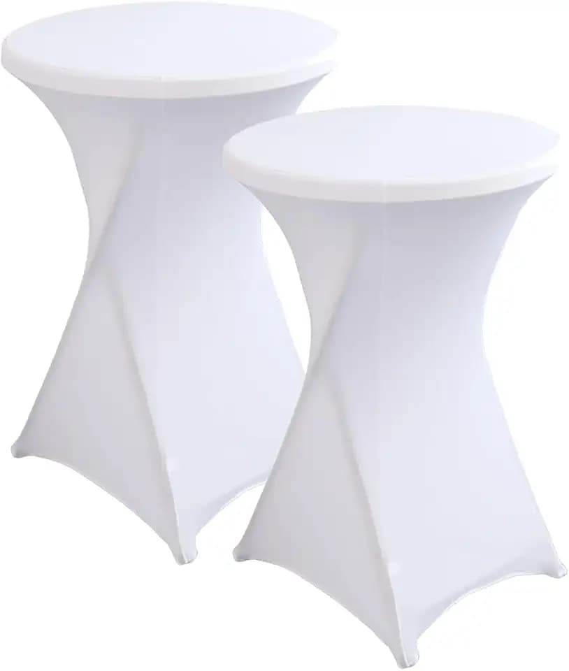 2 Packs Cocktail High Top Table Covers Bar Tablecloth (32'' x 43'', White)