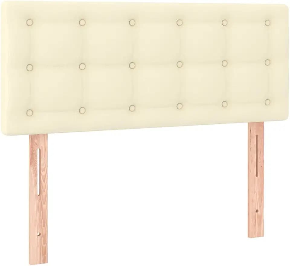 vidaXL Kopfteil, Bettkopfteil mit Holzbeinen, Höhenverstellbar Polsterkopfteil für Bett, Betthaupt Bettzubehör Schlafzimmer, Creme 100x5x78/88cm Kunstleder