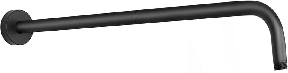 Shower Arm with Flange and Teflon Tape, Wall Mounted Shower Pipe 304 Stainless Steel Extension Arm for Fixed Shower Head & Handheld (24 Inch, Matte Black)