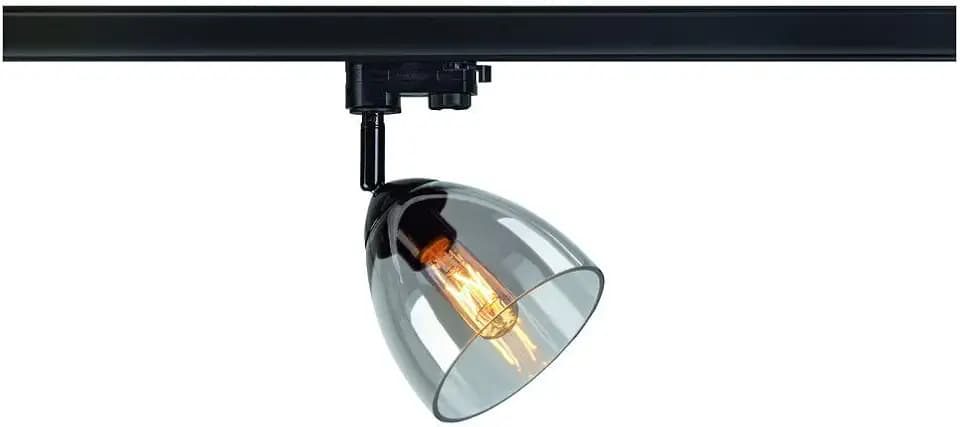 SLV PARA CONE | 3 Phasen System Leuchte, Schienenstrahler, Strahler, LED-Spot, Decken-Strahler, Decken-Leuchte, Schienensystem, Innen-Beleuchtung | GU10, max. 25W Schwarz/Glas