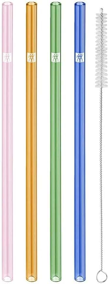 ZWILLING Sorrento Glasstrohhalme, 4 Stück, 23 cm, Borosilikatglas