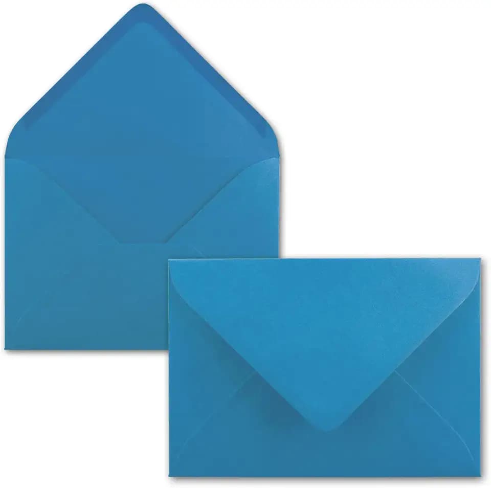 Briefumschläge in Azur-Blau- 25 Stück - DIN C5 Kuverts 22,0 x 15,4 cm - Nassklebung ohne Fenster - Weihnachten, Grußkarten - Serie FarbenFroh