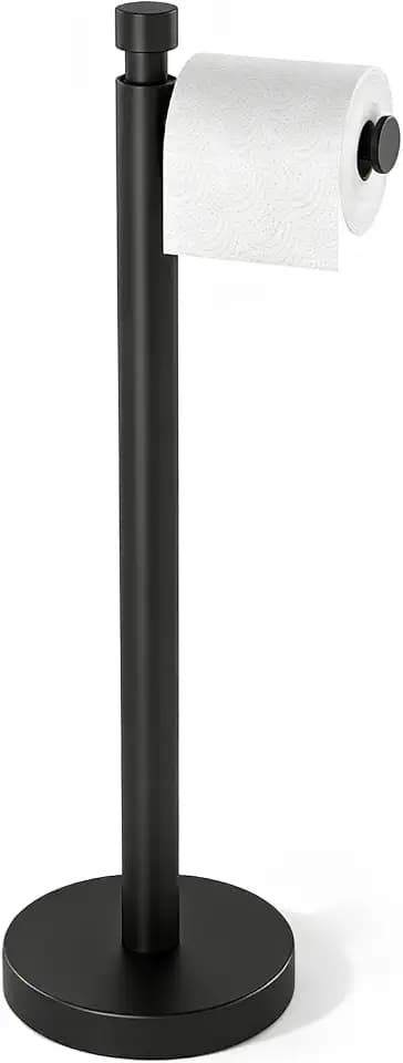 YUMORE Toilet Paper Holder Stand with Weighted Base, Matte Black