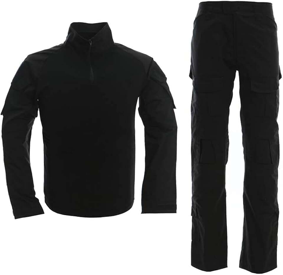 LANBAOSI Men's 1/4 Zip Military Uniform Tactical Combat Shirt & Pants Set